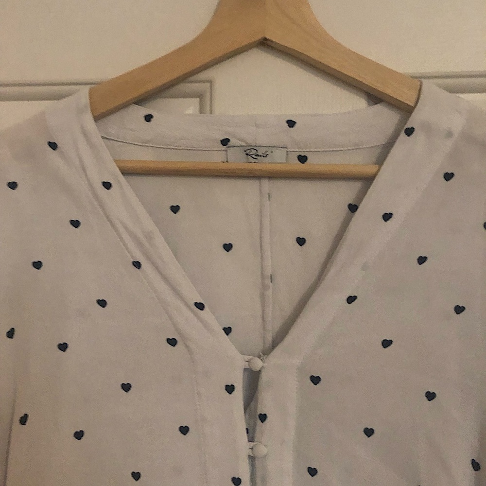 Rails Heart Print Button Down Cropped Blouse Size… - image 4